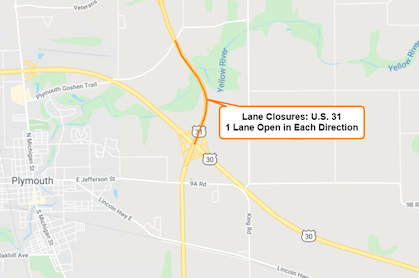 Bridge painting to cause lane closures on U.S. 31